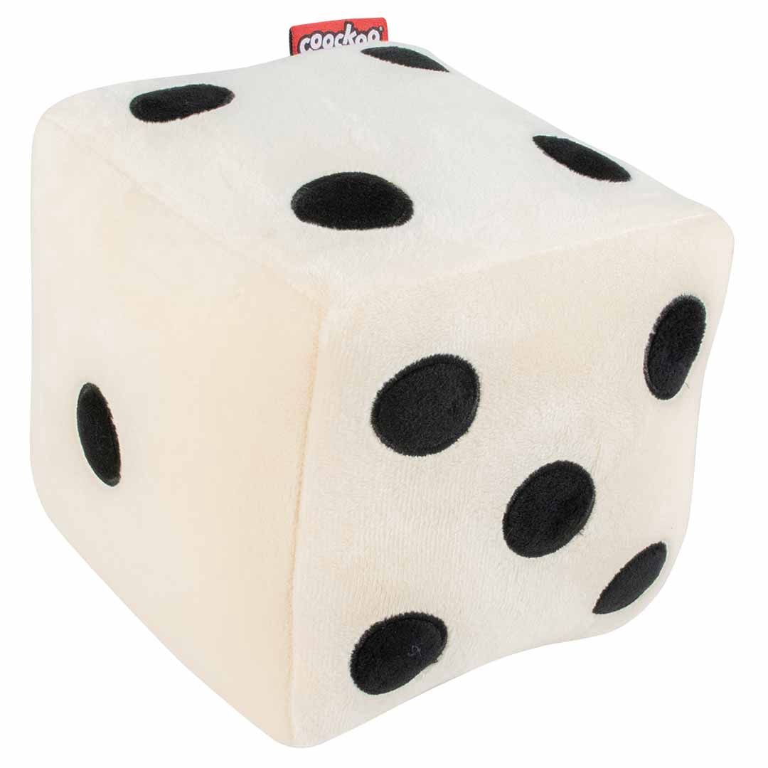Hondenspeeltje ROLL THE DICE wit/zwart 16x16x16cm