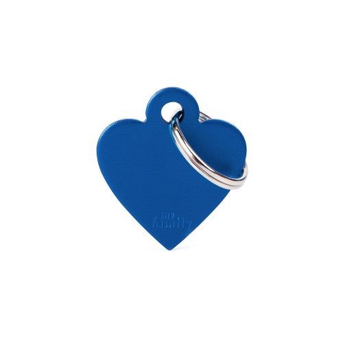Basic klein aluminium blauw hart identificatieplaatje