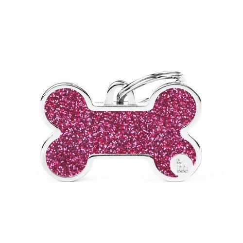 Shine groot bot roze glitter ID-tag