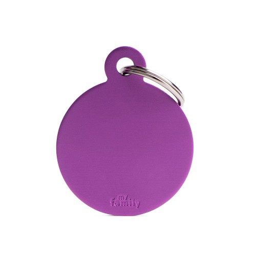 Basic grote aluminum paarse cirkel ID Tag