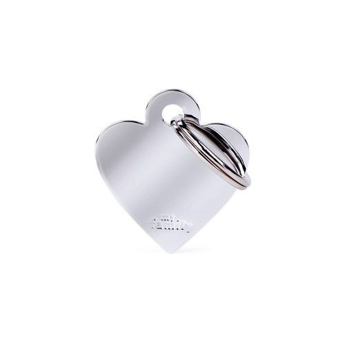 Basic klein hart-ID-tag in verchroomd messing