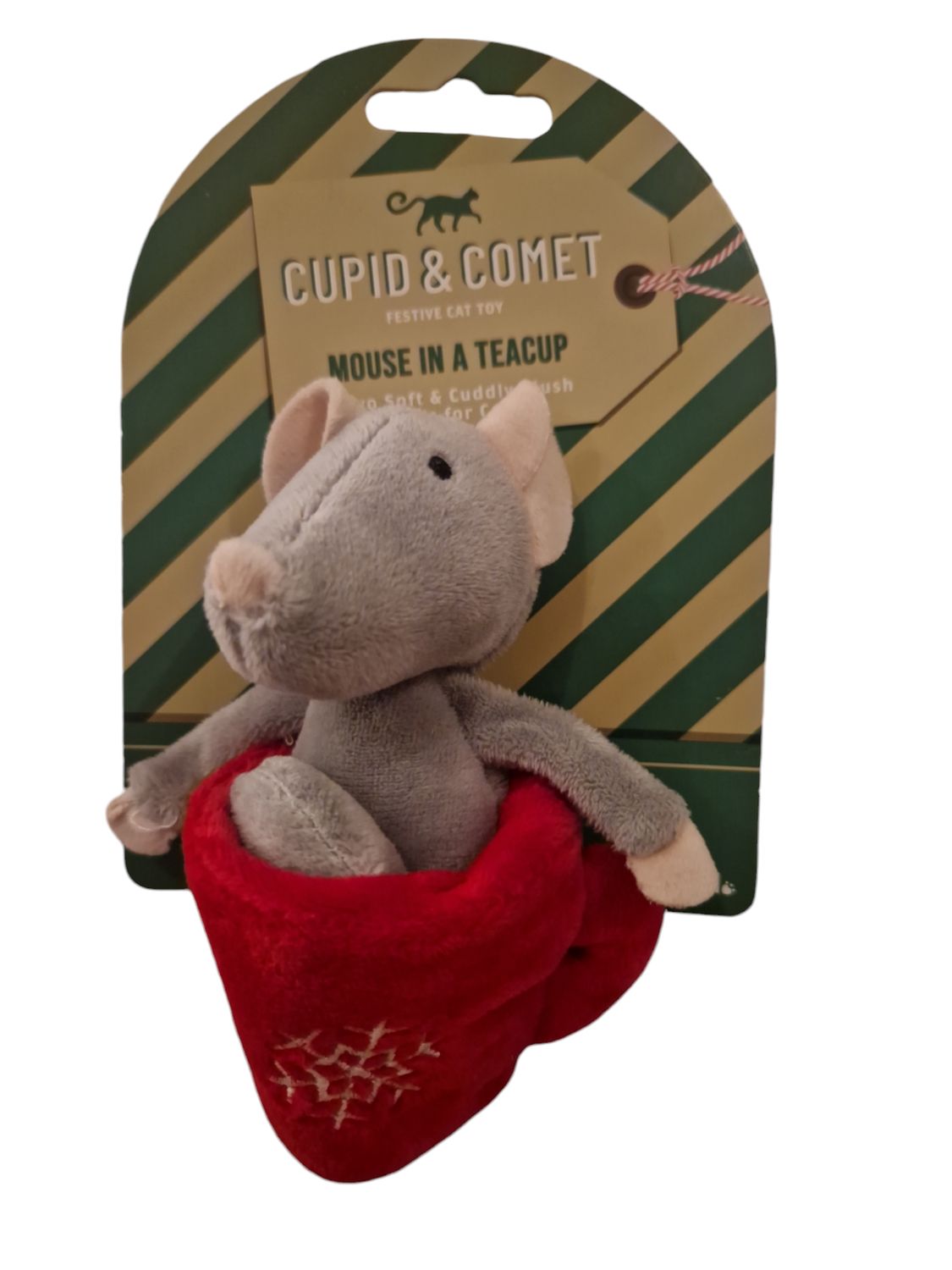 kattenspeelgoed muis in rode thee tas