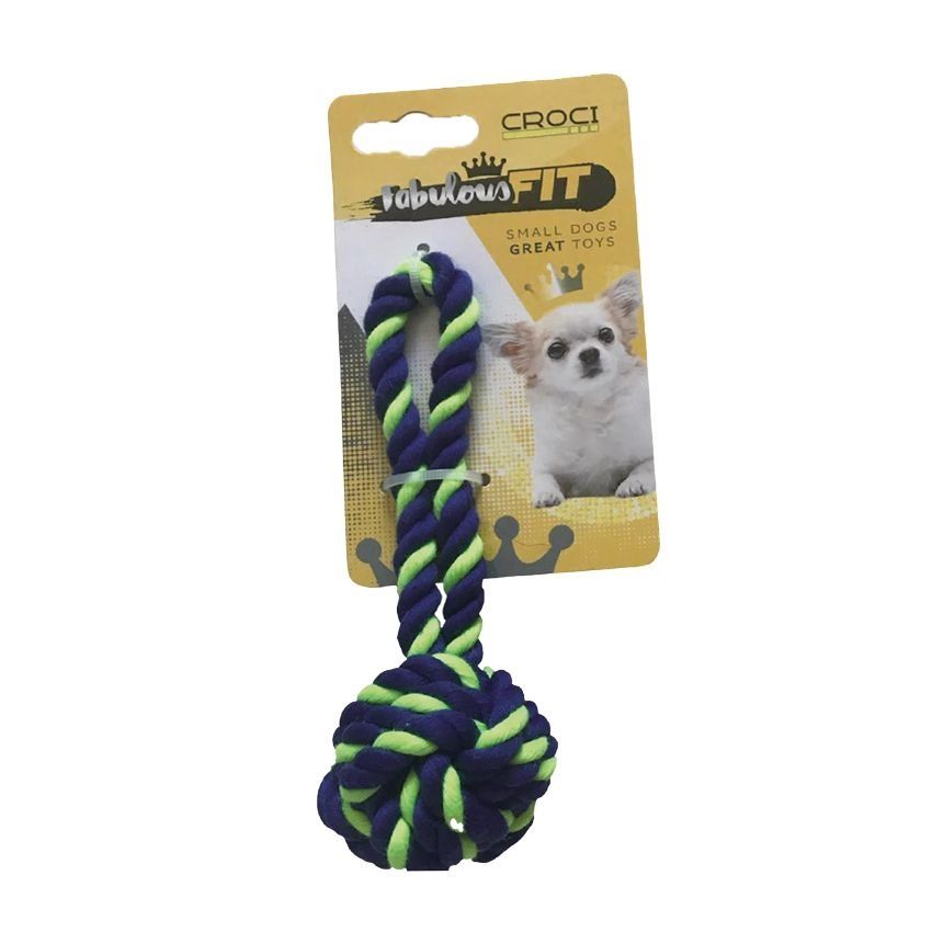 Croci Bal met touw groen/Blauw 19CM