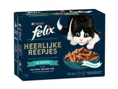 Felix Heerlijke Reepjes pouch jus vis sel mp 12x80gr