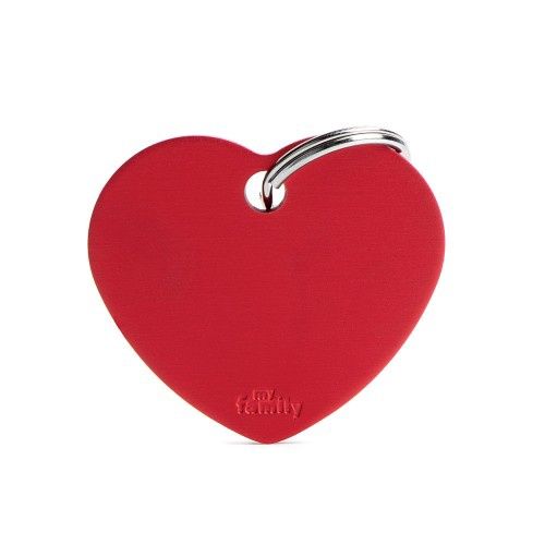 Basic groot aluminium rood hart identificatieplaatje