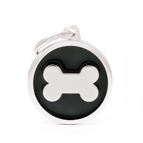 Classic grote zwarte cirkel met bot ID Tag