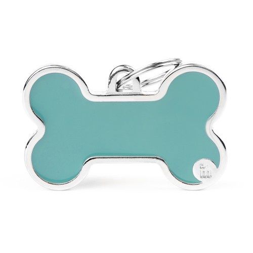 Basic Handmade XL Light Blue Bone ID Tag