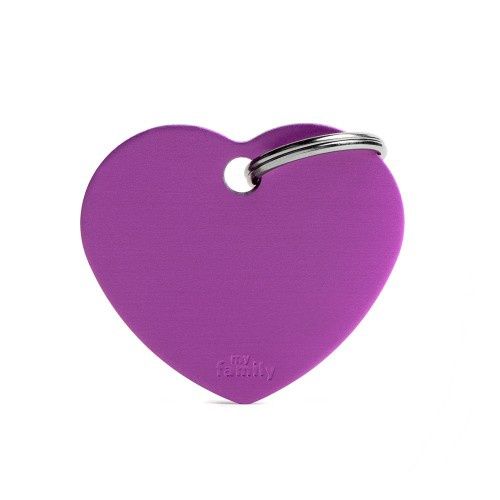Basis groot aluminium paars hart ID Tag
