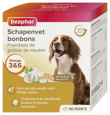 Beaphar Schapenvet Bonbons Knoflook Mini 245g 80 Stuks Beaphar Schapenvet Bonbons Knoflook Mini 245g 80 Stuks