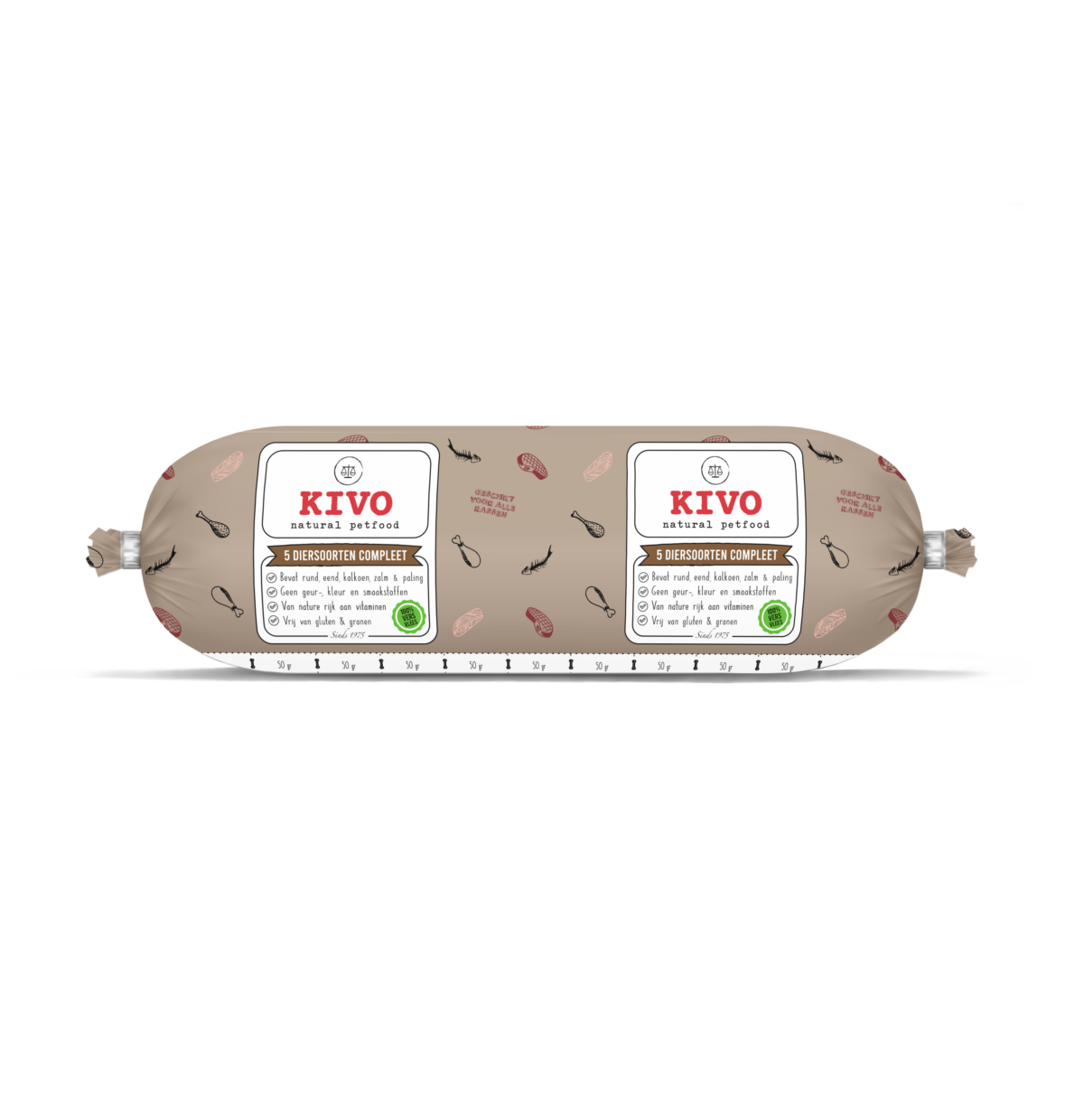 5 DIERSOORTEN COMPLEET 500GR