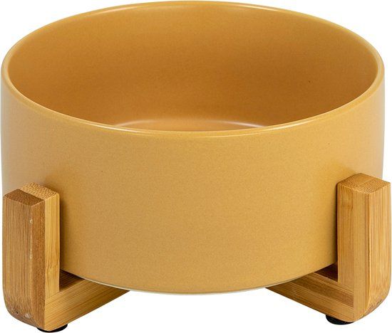 Keramische Voerbak met bamboe Standaard Beige-850ml