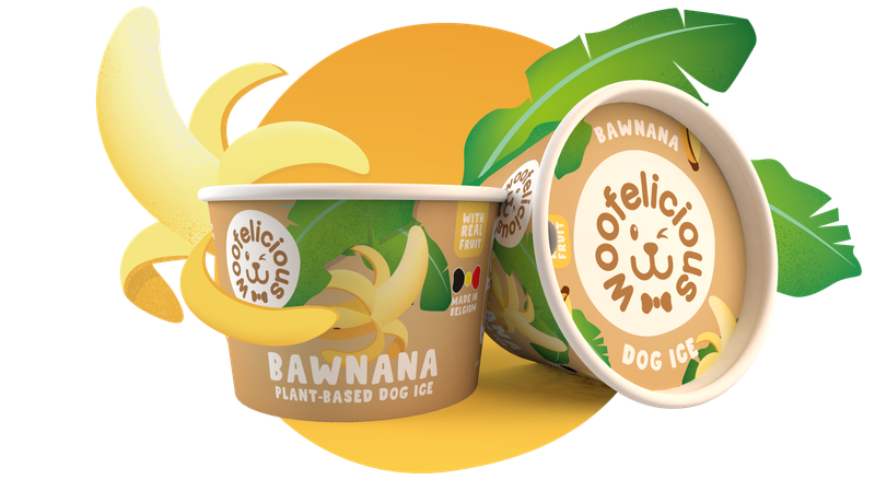 Hondenijs banaan Woofelicious cup 50g