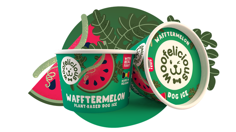 Hondenijs watermeloen Woofelicious cup 50g