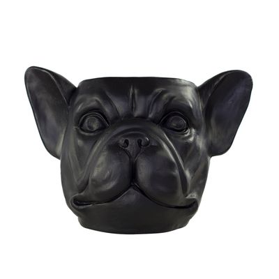 Happy house Plantenbak Bulldog kop zwart