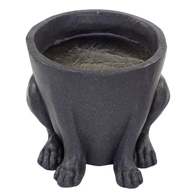 Happy - house Plantenbak zittende hond hardsteenlook grijs