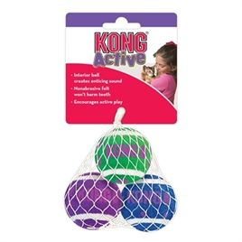 KONG KAT TENNISBALLEN MET BELLEN 4X4X4 CM 3 ST