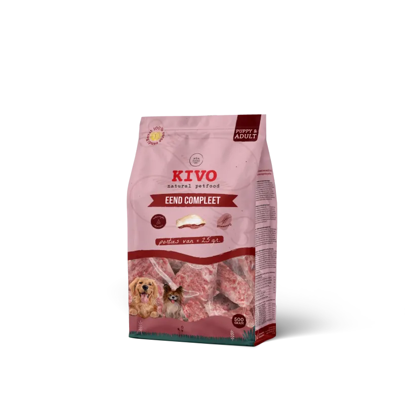 Kivo Eend compleet porties 500gr  adult - junior - puppy