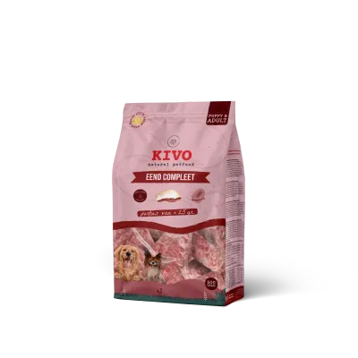 Kivo Eend compleet porties 500gr adult - junior - puppy Kivo Eend compleet porties 500gr adult - junior - puppy