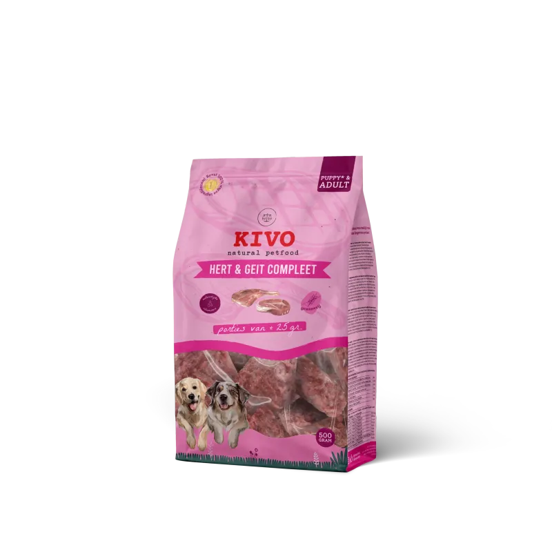 Kivo Hert & Geit compleet porties 500gr adult - junior - puppy