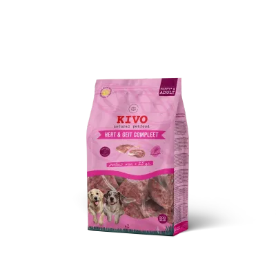 Kivo Hert & Geit compleet porties 500gr adult - junior - puppy Kivo Hert & Geit compleet porties 500gr adult - junior - puppy