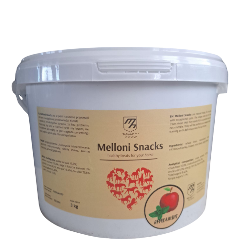 MELLONI SNACKS - jabłkowo-miętowe cukierki dla koni 3 kg