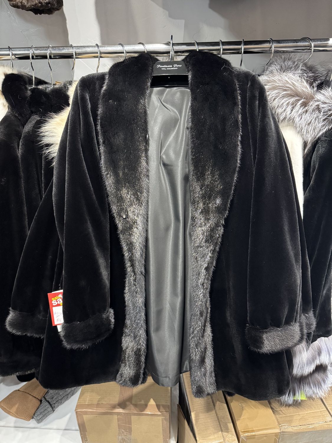 Women’s Dyed Black Sheared Mink Reversible, Material: Rylee1 / 3192442, Size: Size XS