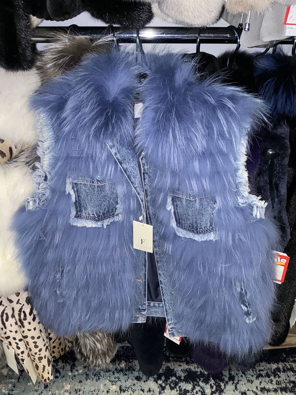 Dyed Blue Fox Jean Vest, Material: Norway / 20PJR238, Size: Size S