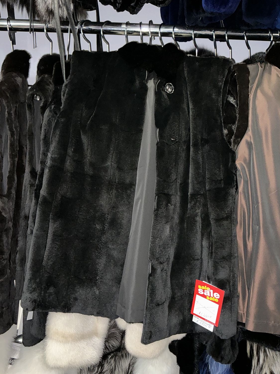 Sheared &amp; Long Hair Mink Reversible Vest, Color: Black, Material: Finland / PLV27 / 165220, Size: Size S