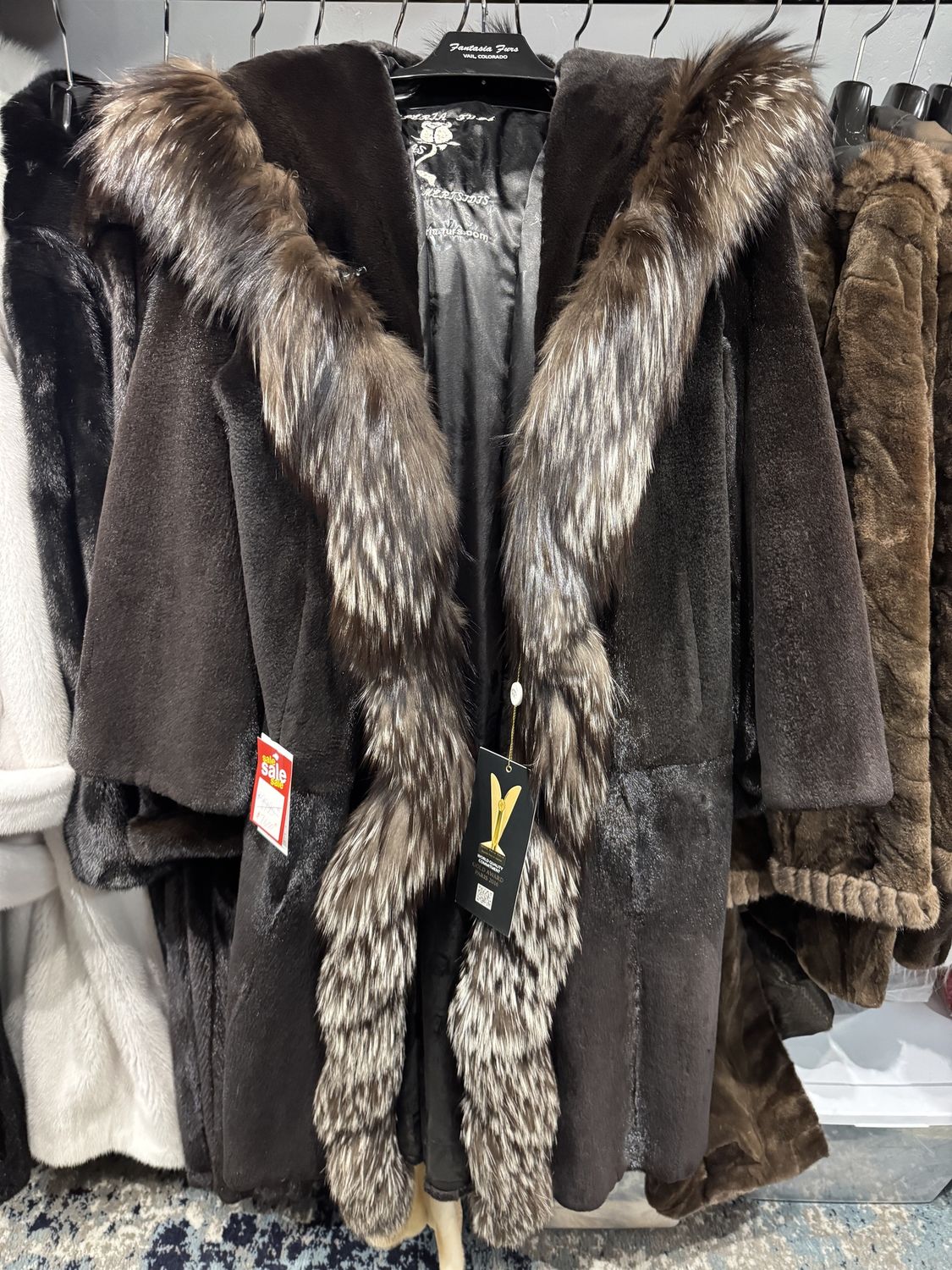 Black Sheared Mink w Silver Fox