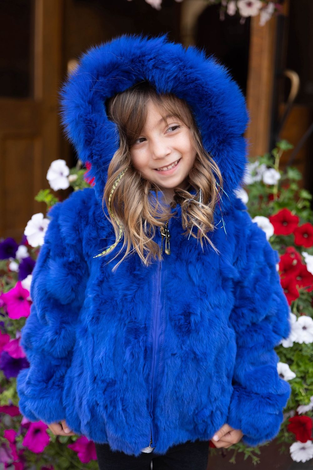 Children’s Rabbit Coat, Color: Blue, Size: Size M
