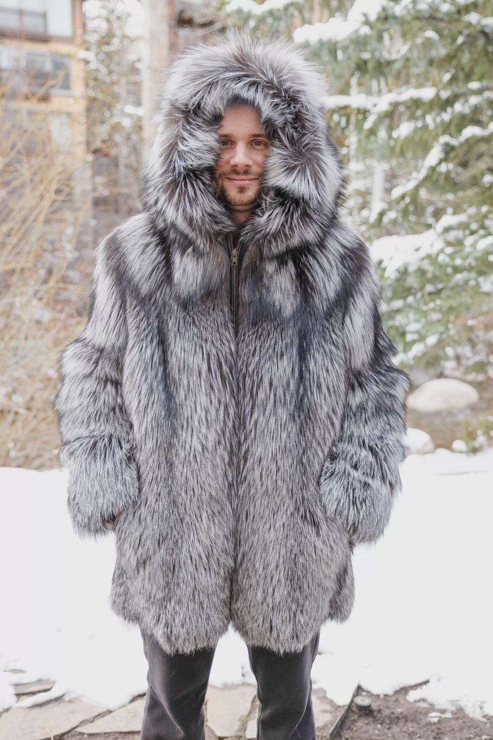 Men’s Natural Silver Fox Jacket