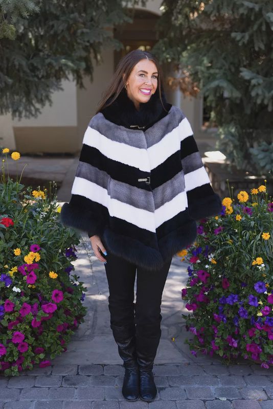 Women’s Ranch, White, and Blue Iris Mink Cape