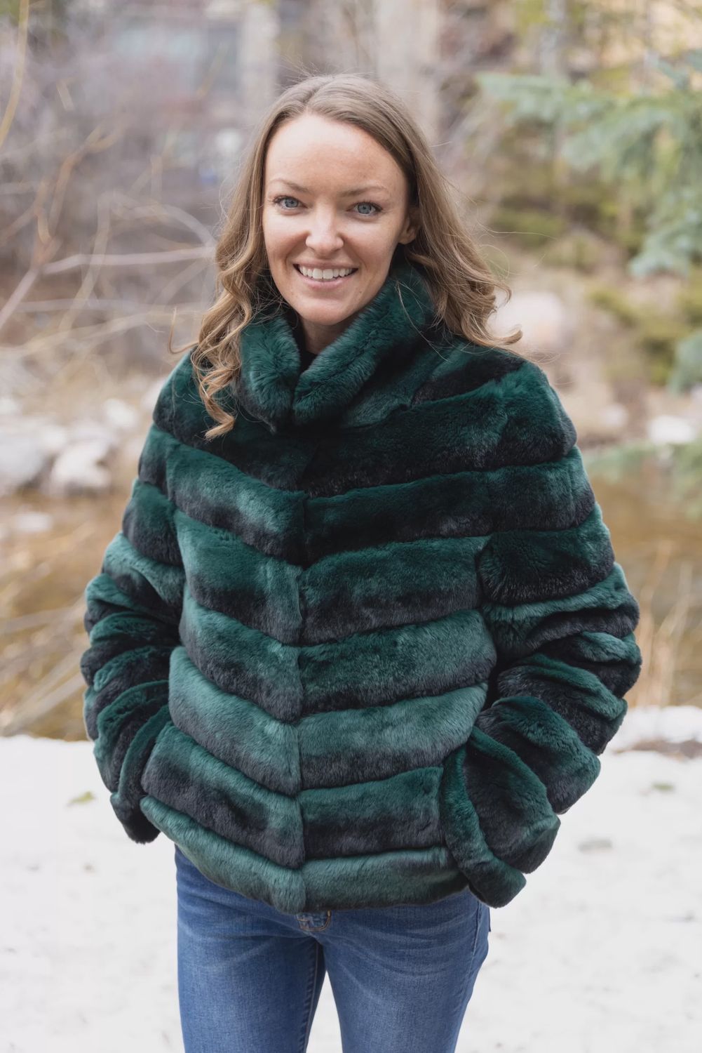 Dyed Rabbit, Color: Green Chinchilla, Material: Norway / MX907, Size: Size XS