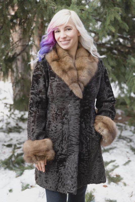 Women’s Dyed Brown Swakara with Sable