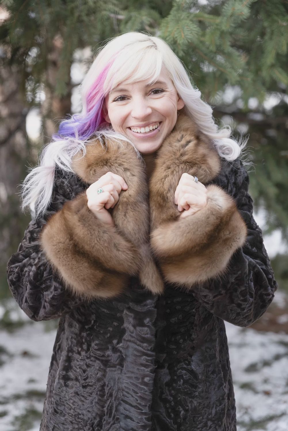 Women’s Dyed Brown Swakara with Sable
