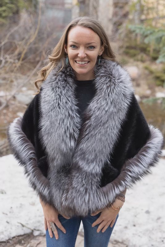 Women’s Mink with Fox Trim Shawl