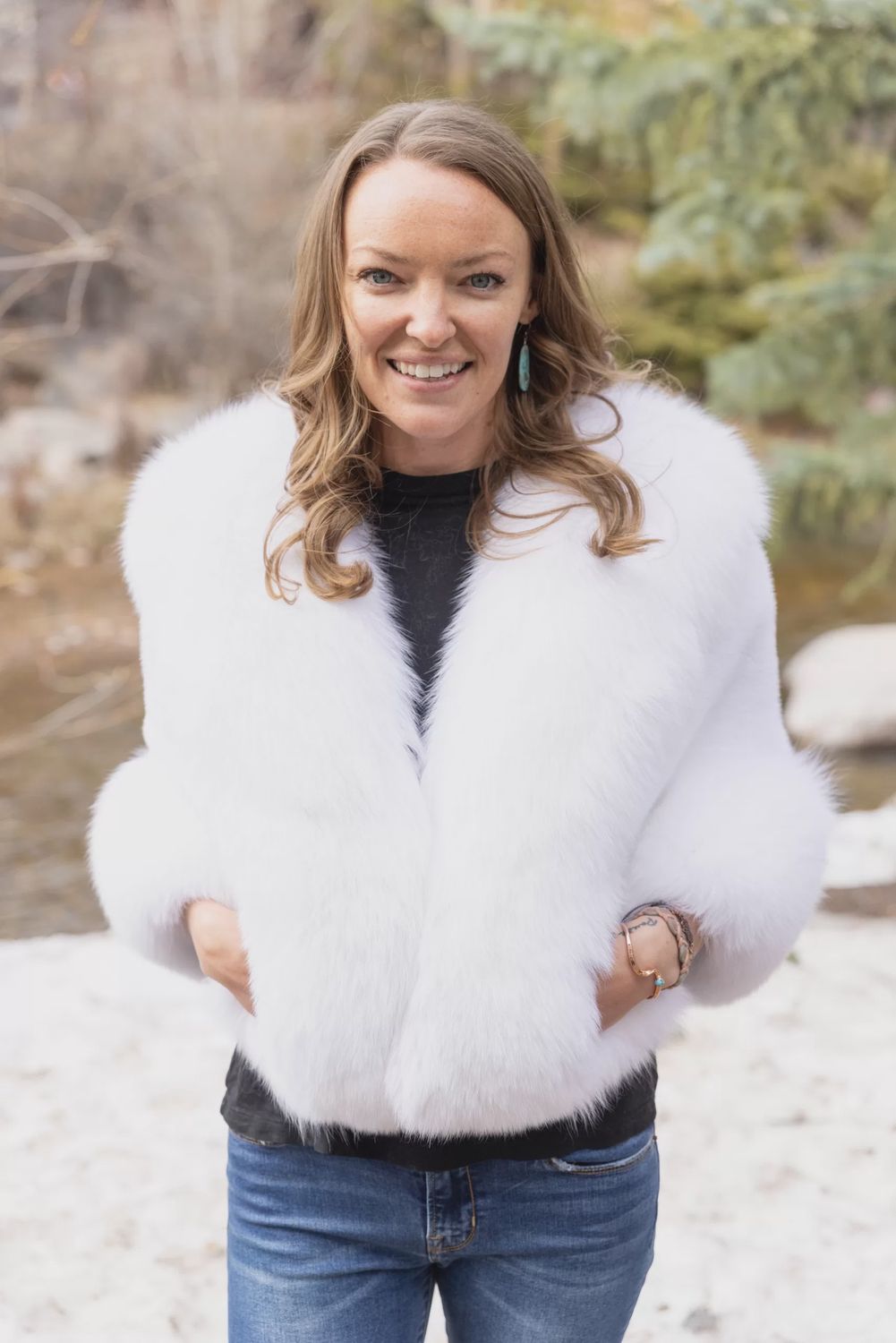 White Mink w White Fox Shawl