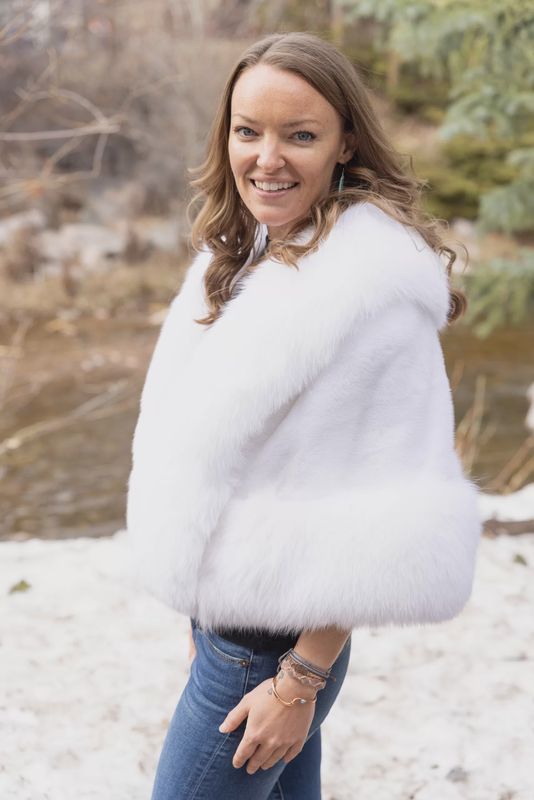 White Mink with White Fox Shawl