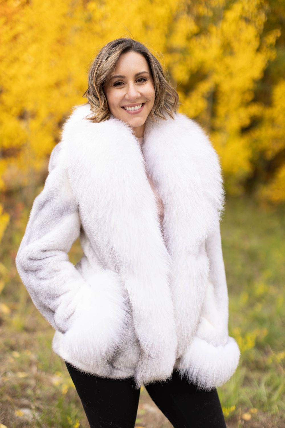 Women&#39;s Sapphire Cross Mink &amp; Platinum Fox