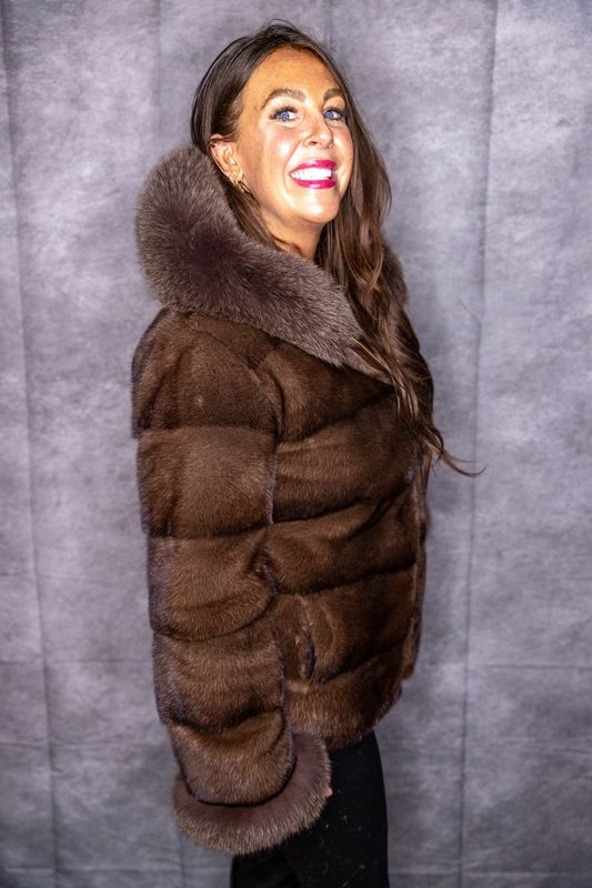 Natural Demi-Buff Mink &amp; Fox w Reversible Hood