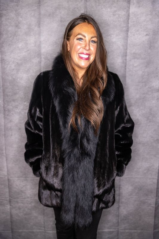 Black Cross Mink with Black Fox Tuxedo Black Cross Mink with Black Fox Tuxedo