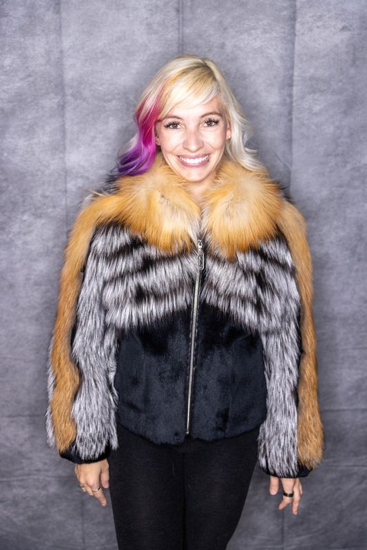 Natural Fox w Dyed Black Rabbit Natural Fox w Dyed Black Rabbit