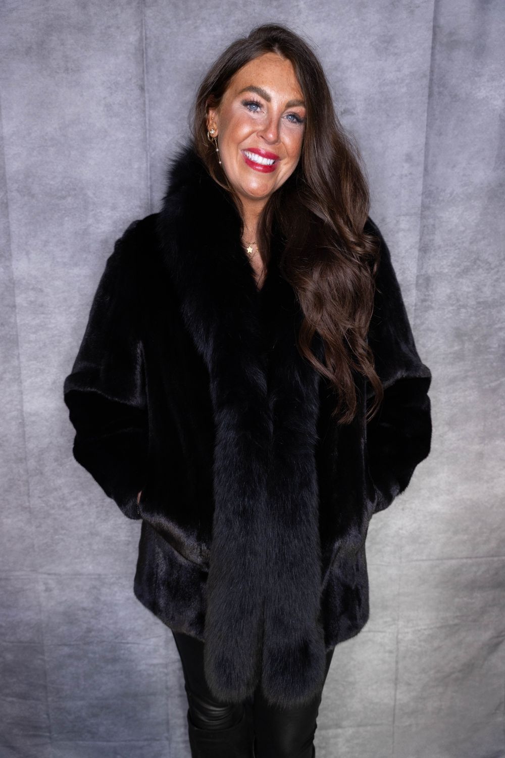 Black Cross Mink with Black Fox Tuxedo