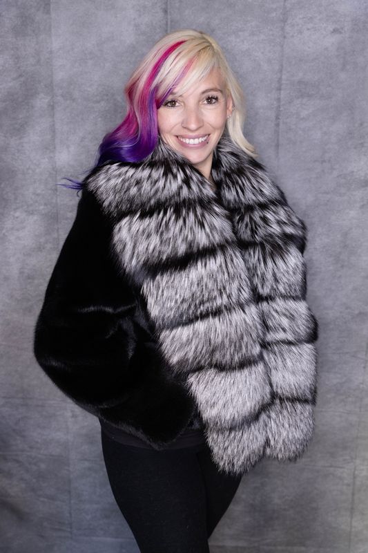 Dyed Ranch Mink w Natural Silver Fox
