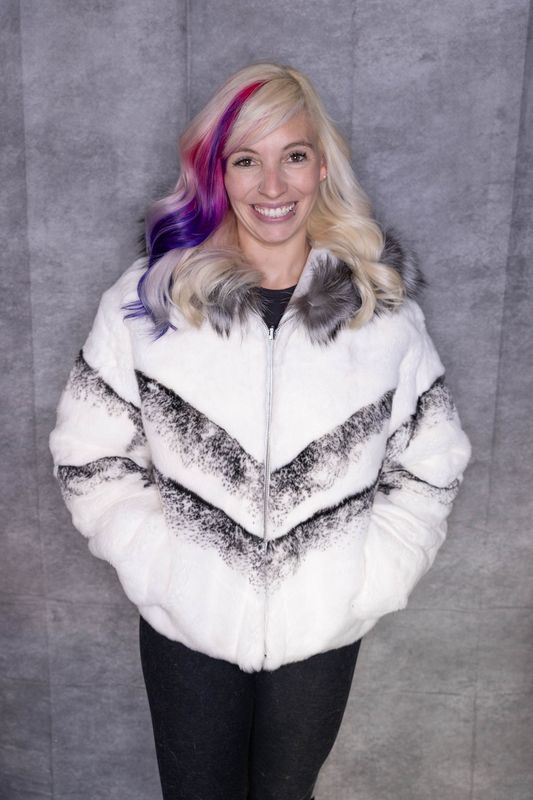 Dyed Rabbit with Silver Fox Trim Reversible