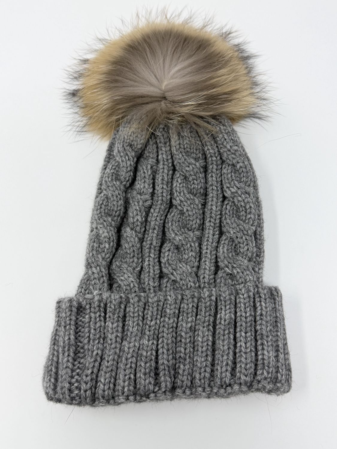 Knitted Hat with Braid Design (080), Color: Grey, Material: NH080