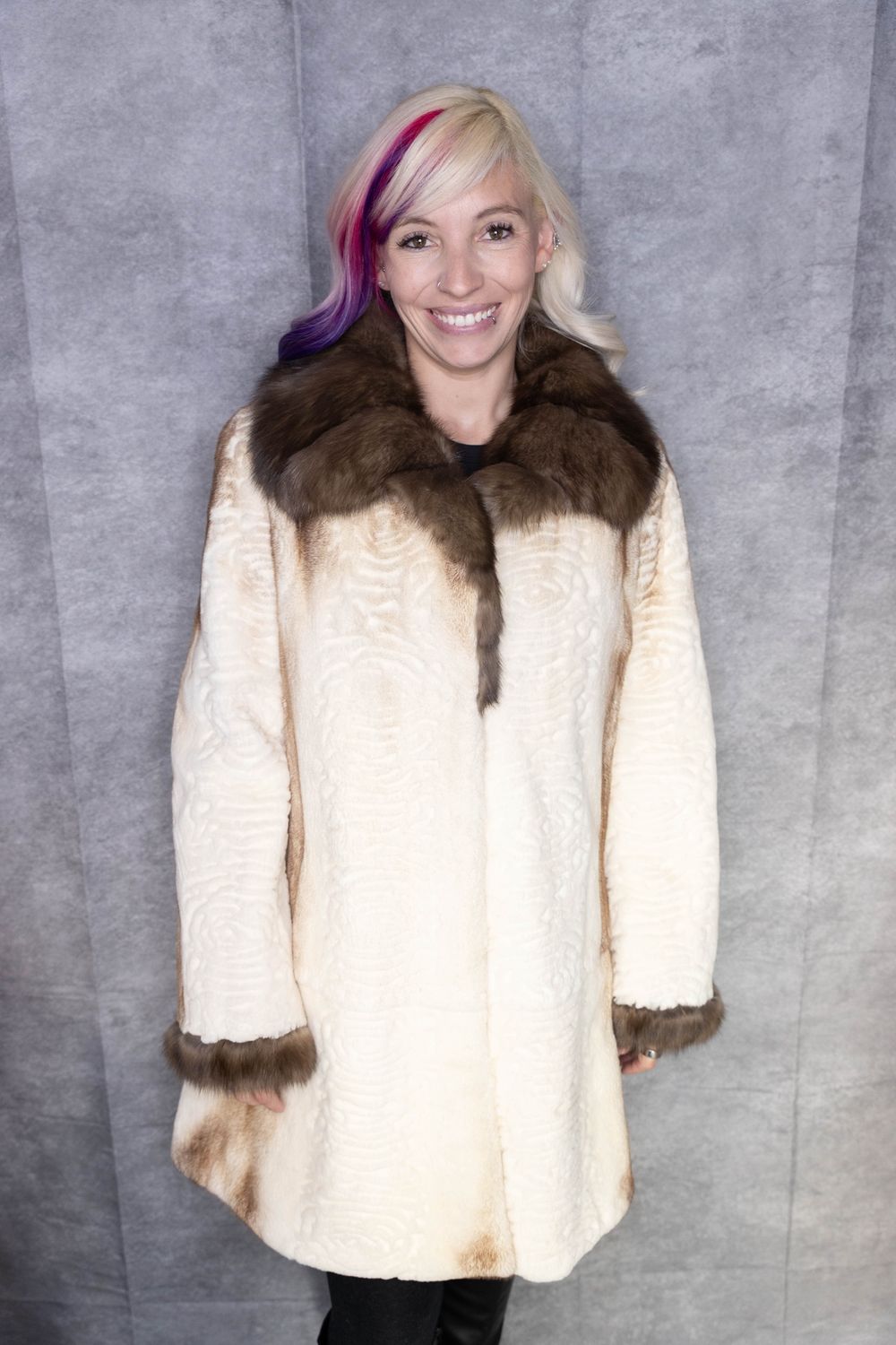 Dyed Golden White Semi Sheared Mink with Sable