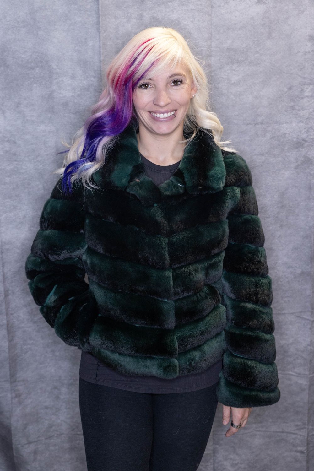 Dyed Rabbit, Color: Green Chinchilla, Material: Norway / MX907, Size: Size XS