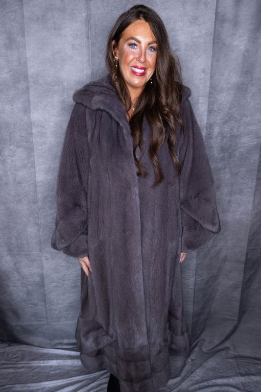 Blue Iris Mink Long Coat