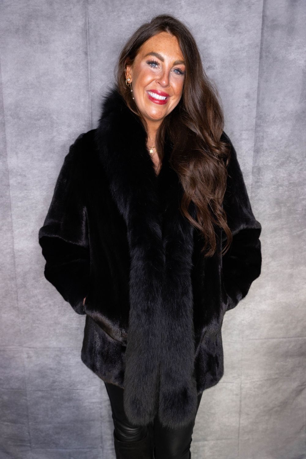 Black Mink with Black Fox Tuxedo